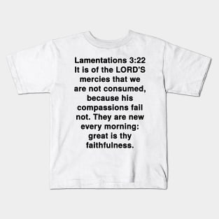 Lamentations 3:22 King James Version Bible Verse Typography Kids T-Shirt